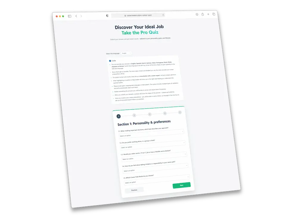 CareerSeeker AI Pro career quiz will answer your question of what job should I have