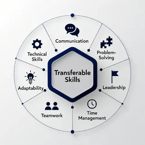 Diagram illustrating transferable skills for a career change.