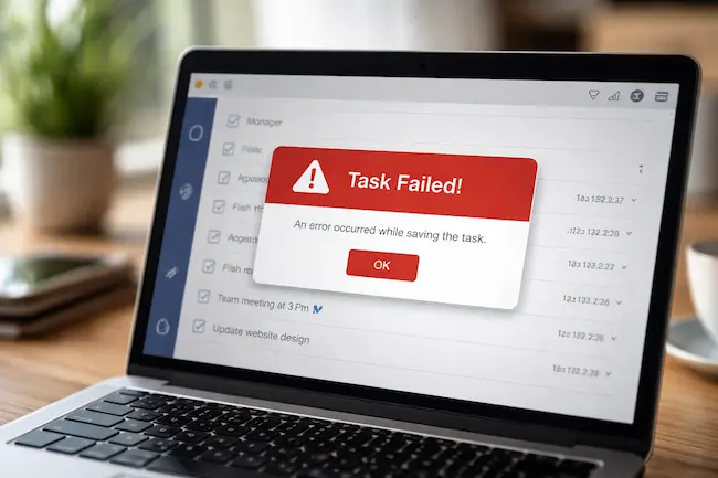 Task error screen on a data annotation platform