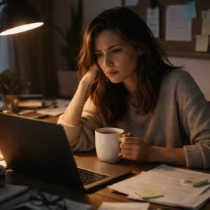 Person reviewing a freelance platform at home - Outlier AI review