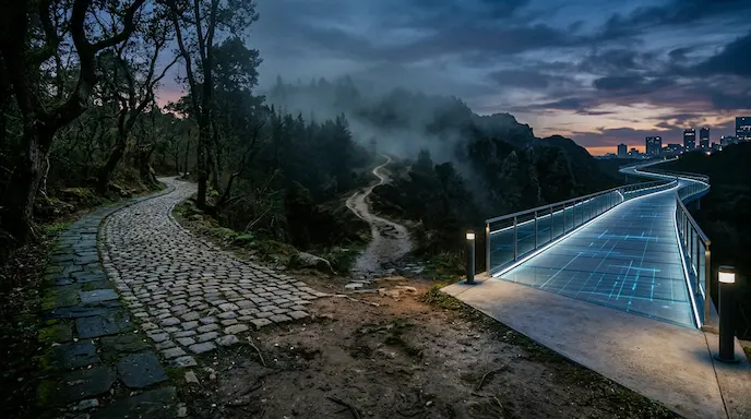 Three diverging career guidance paths representing traditional advisors coaches and AI-powered career path explorers