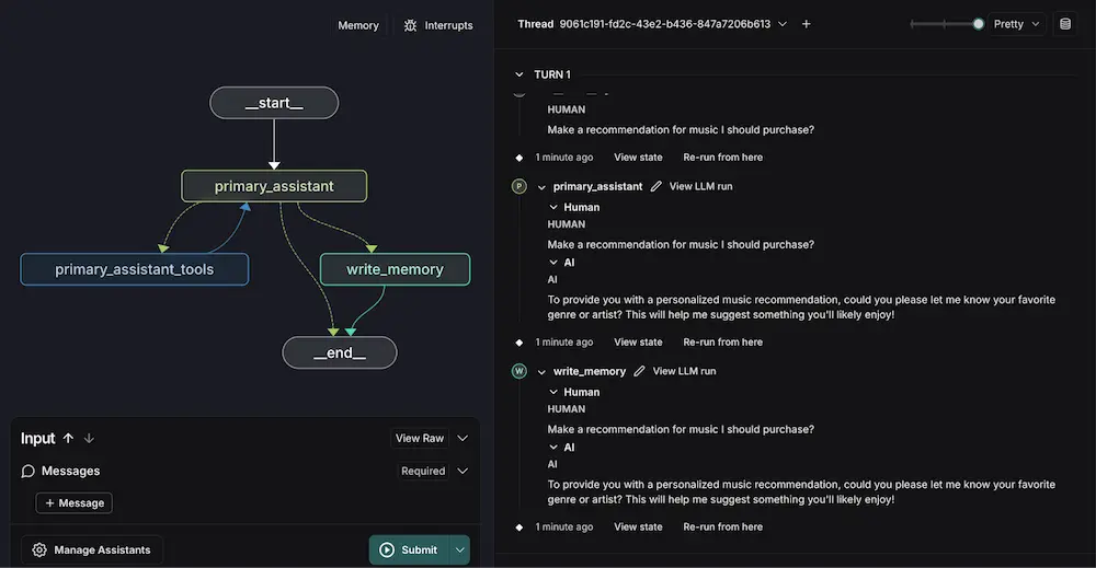 LangChain agent eval dashboard.