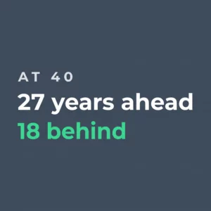 Title card reading "Career Change At 40: 27 years ahead, 18 behind.