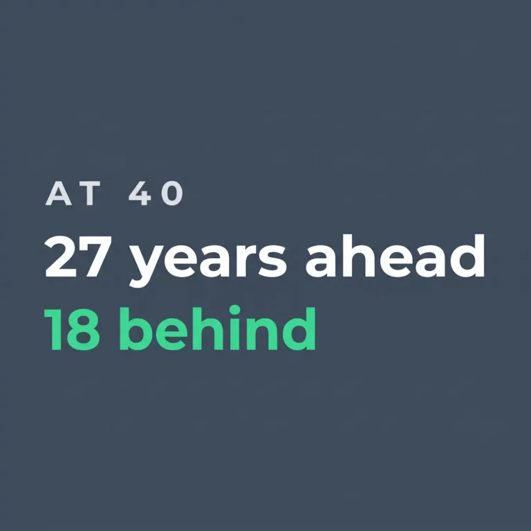 Title card reading "Career Change At 40: 27 years ahead, 18 behind.