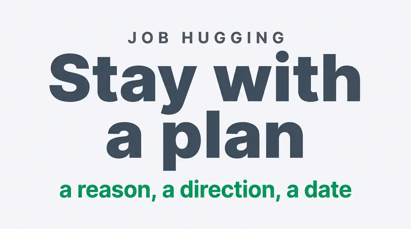 Job hugging: stay with a plan. A reason, a direction, a date.